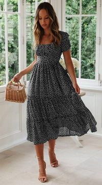 Vestidos Vintage Vintage Print Puff Sleeve summer Beach sweet dresses Casual Square collar floral maxi long dress 2023 festa