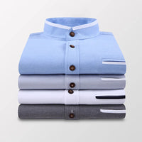 2020 New Summer Men Short Sleeve Shirt Stand Oxford Fashion Causal Dress Business Male Shirts Man Brand Clothes 5XL SH017