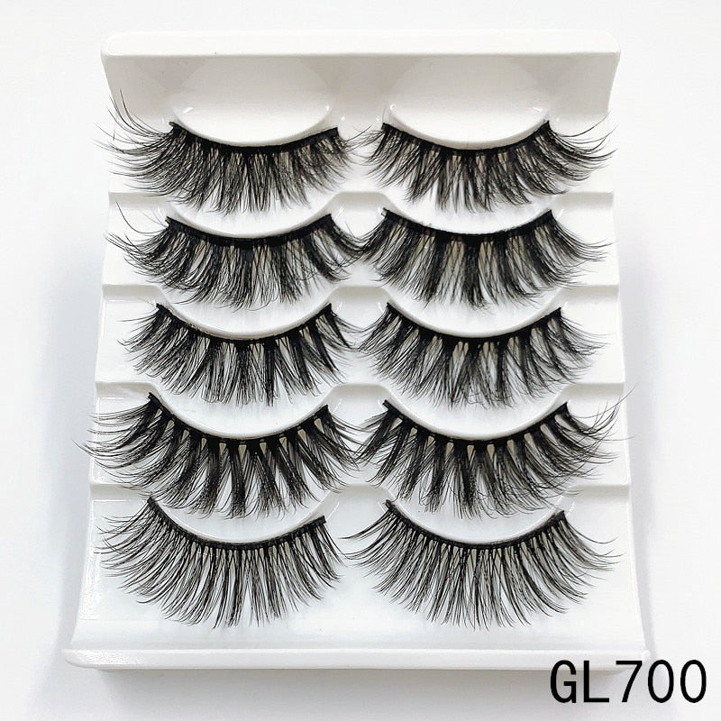 5 Pairs Faux Mink Eyelashes Fluffy Wispy Long Dramatic False Lashes Thick Volume Fake Eyelashes Natural Soft Extension Eyelash