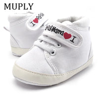0-18M Baby Mocassins Infant Toddler Baby Boys Girls Print Letter Love PAPA&MAMA Soft Sole Canvas Sneaker Anti-Slip Newborn Shoes