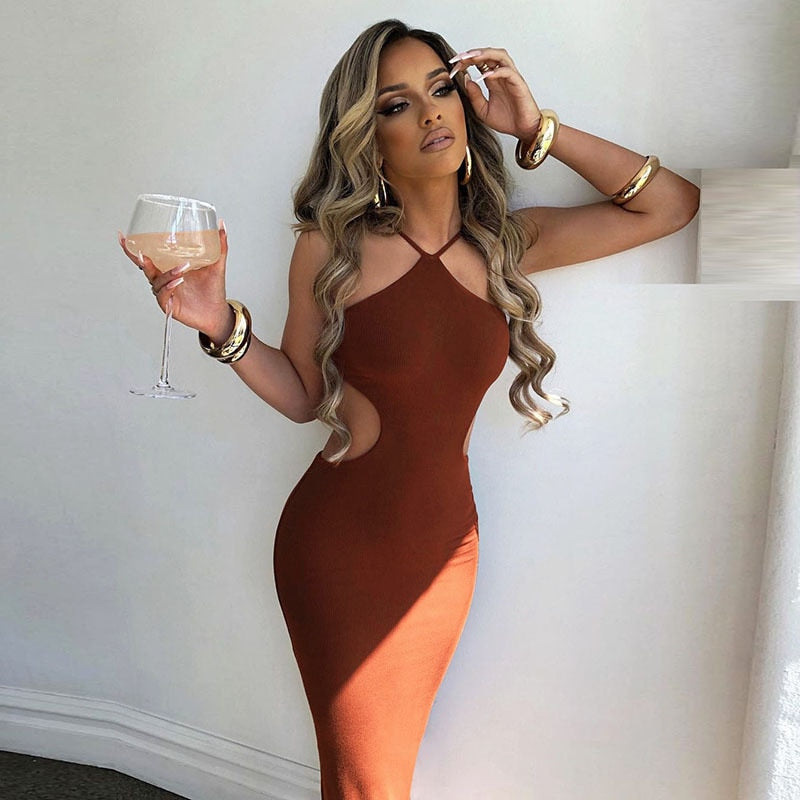 Cryptographic 2022 Summer Halter Maxi Dress for Women Elegant Sexy Sleeveless Backless Club Party Cutout Bandage Dresses Clothes Cryptographic 2022 Summer Halter Maxi Dress for Women Elegant Sexy Sleeveless Backless Club Party Cutout Bandage Dresses Clothes