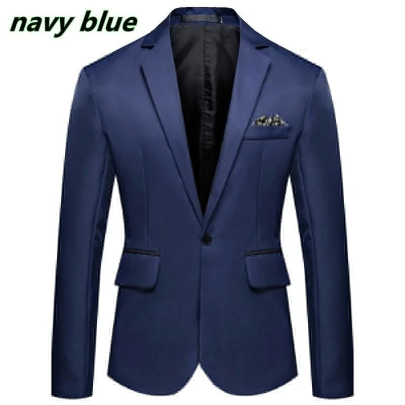 Men Slim Fit Office Blazer Jacket Fashion Solid Mens Suit Jacket Wedding Dress Coat Casual Business Male Suit Coat