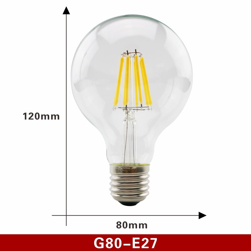 2pcs E27 E14 Retro Edison LED Filament Bulb Lamp AC220V Light Bulb C35 G45 A60 ST64 G80 G95 G125 Glass Bulb Vintage Light