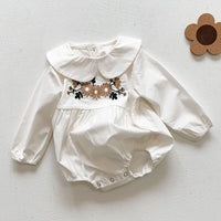 2021 New Autumn Kids Girl Long Sleeve Embroider Rompers Spring Infant Baby Girl Romper