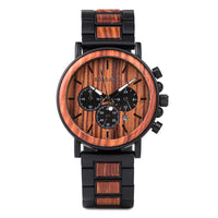 BOBO BIRD Wooden Stainless Steel Watch Men Water Resistant Timepieces Chronograph Quartz Watches relogio masculino Men&#39;s Gifts