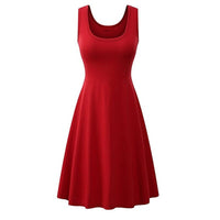 Summer Dress Women Sexy Sleeveless Tank Solid Square Collar Multicolor A-line Dresses 2021 High Waist Female Casual Red Vestidos