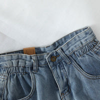 High Waisted Denim Shorts for Women Casual Loose Shorts Ladies Fashion Elastic Waist Wide Leg Short Jeans Summer New 2024