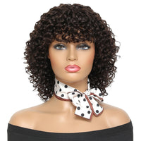 Afro Curly Wig Human Hair Full Wig 100% Real Hair Afro Curls Wigs For Black Highlight Women