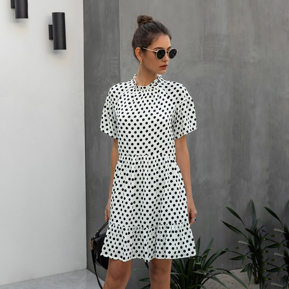 Sexy Black Dress Polka-dot Women Summer Sundresses Casual White Loose   Mega Mart Center