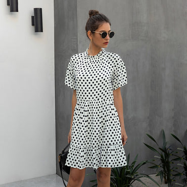 Sexy Black Dress Polka-dot Women Summer Sundresses Casual White Loose Fit Clothes