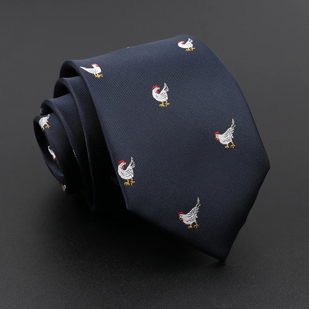 Novelty Men's Tie Floral Feather Elk Geometric Patten Red Blue Neckties Leisure Business Daily Wear Cravat Wedding Party Gift