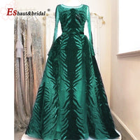 Elegant Mermaid Evening Night Dress for Women 2023 V-Neck Long Sleeves Velvet Crystal Plus Size Formal Wedding Prom Party Gowns