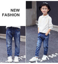 IENENS Fashion Jeans For Kids Boys Denim Long Pants Spring Autumn Slim Jeans Young Boy Cowboy Trousers Elastic Waist Pants