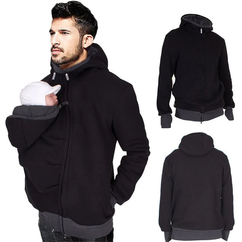 Baby Carrier Hoodies For Father Kangaroo Dad men hoodie Winter Clothes Multifunctional Men Jacket Coat Infant Sweatshirts