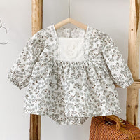 2021 New Autumn Kids Girl Long Sleeve Embroider Rompers Spring Infant Baby Girl Romper