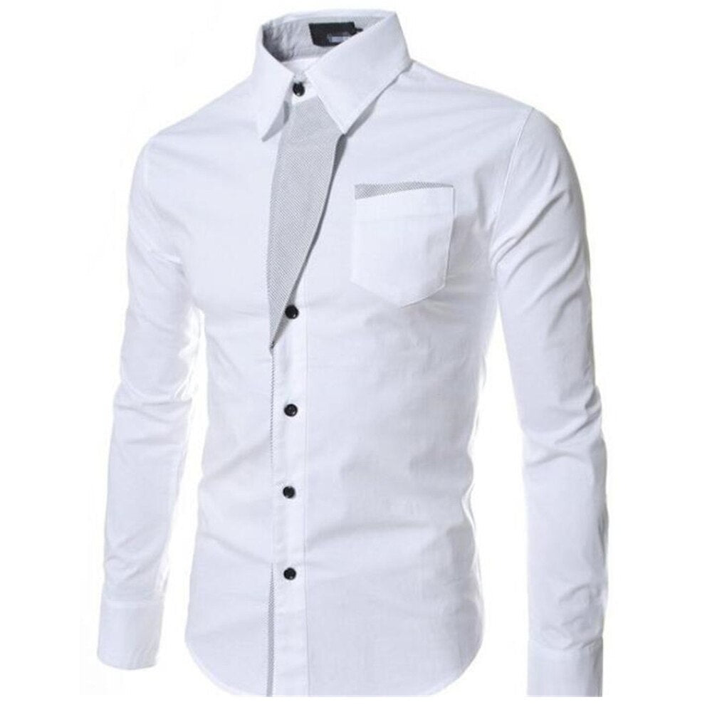 Fashion Men Casual Shirts Stripe Spring Autumn Slim Fit Long Sleeve Shirt Man Male White Shirt Tops Men&#39;s Clothing
