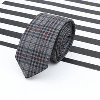 Men's  Business Diamond Check Tie Artificial Wool Cotton Dark Color Tie Striped Black Grey Necktie For Daily Accessory Paty Gift