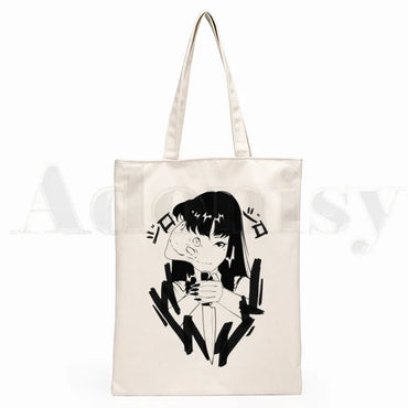 Japan Manga Junji Ito Tomie Shintaro Kago Graphic Hipster Cartoon Print Shopping Bags Girls Fashion Casual Pacakge Hand Bag