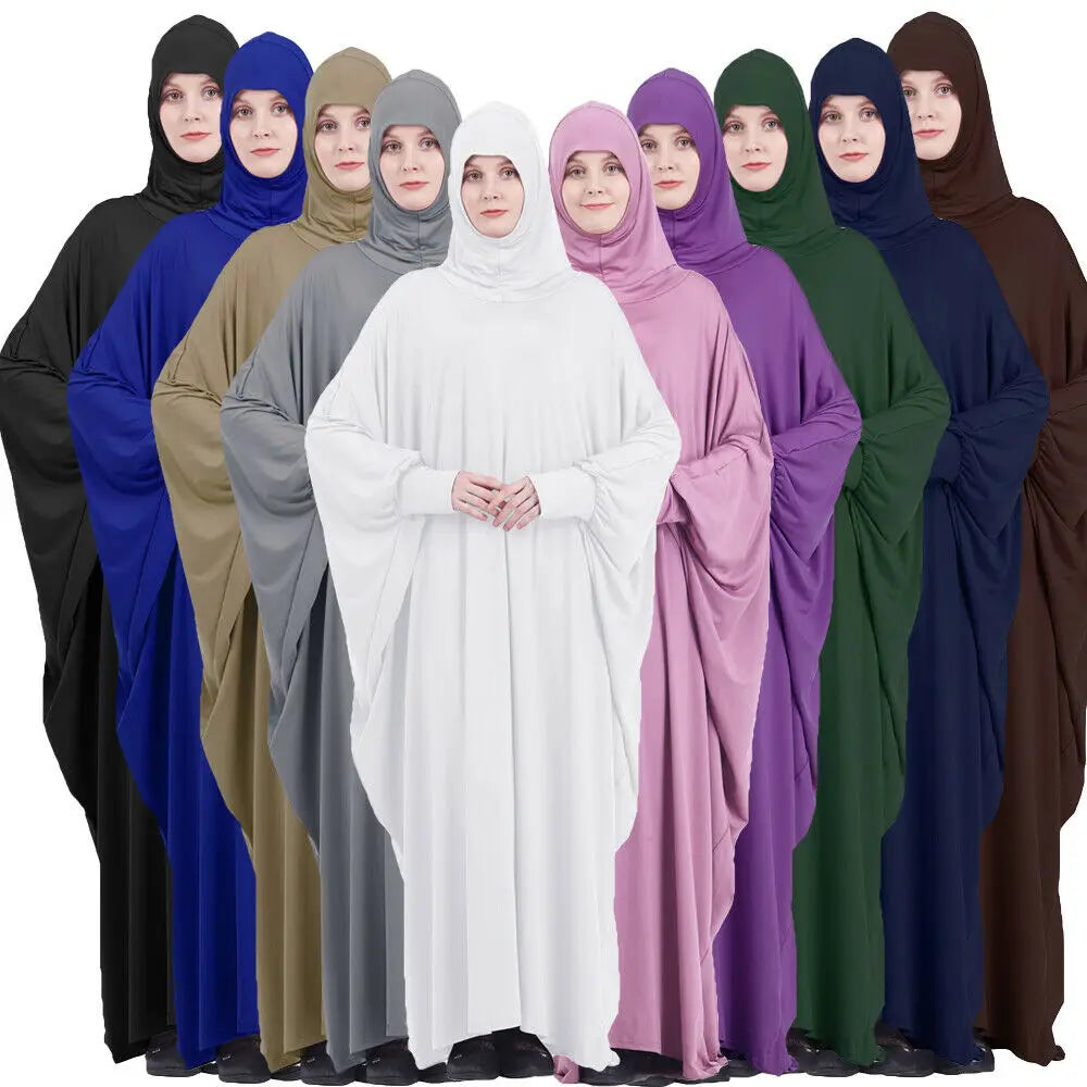 Dromiya Muslim Women Full Cover Prayer Garment Hijab Long Maxi Dress Abaya Kaftan Robe Overhead Arab Middle East Maxi Gown Islam