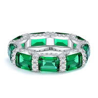 Eternity Emerald Moissanite Diamond Ring 100% Original 925 sterling silver Wedding band Rings for Women Bridal Promise Jewelry