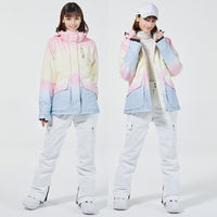 2022 New Fashion Color Matching Ski Suit Women Windproof Waterproof Jacket and Pants Suit