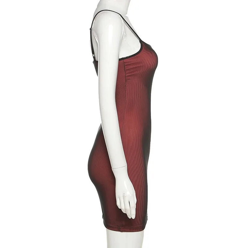 Yujie's high-end mesh double-layer sexy tight suspender, hip hugging split summer women's dress