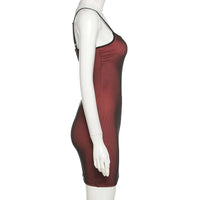 Yujie's high-end mesh double-layer sexy tight suspender, hip hugging split summer women's dress