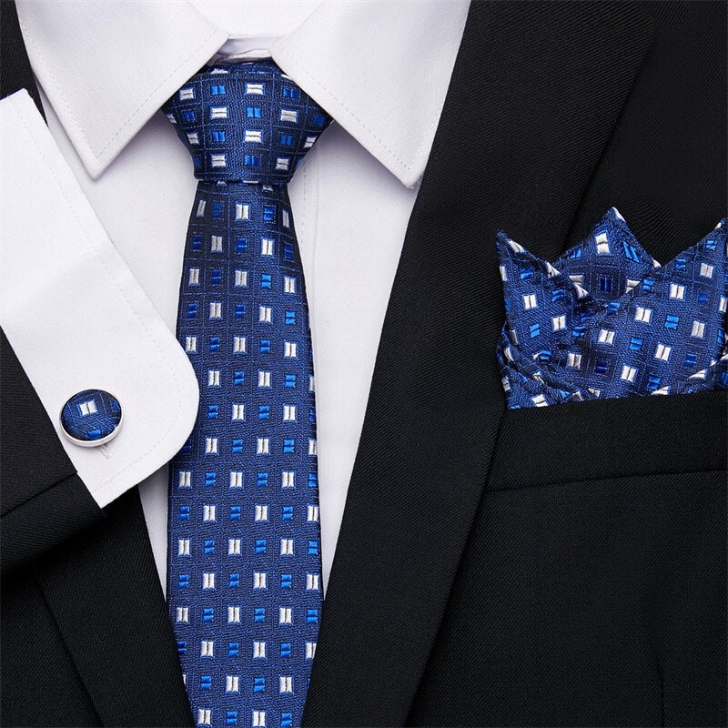 Fashion Business Silver Plaid Silk Men's Tie NeckTie 7.5cm Ties for Men Formal Luxury Wedding Quality Gravata group tie