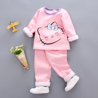 Kids Pajama Sets 1- 3Y Baby Girl Cotton Pajamas Winter Warm Underwear Thermal Clothes Thicken Children Clothing Girls Clothes