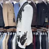 Custom Luxury Designer Tuxedo Men Suits 3 Piece White and Black Style Suits Wedding Party Elegant Formal Slim Fit Suit