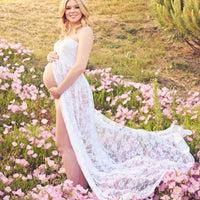 Photography Props Sexy Maternity Dress Sleeveless Strapless Lace Maxi Gown Pregnant Dresses for Photo Shoot Summer Dress