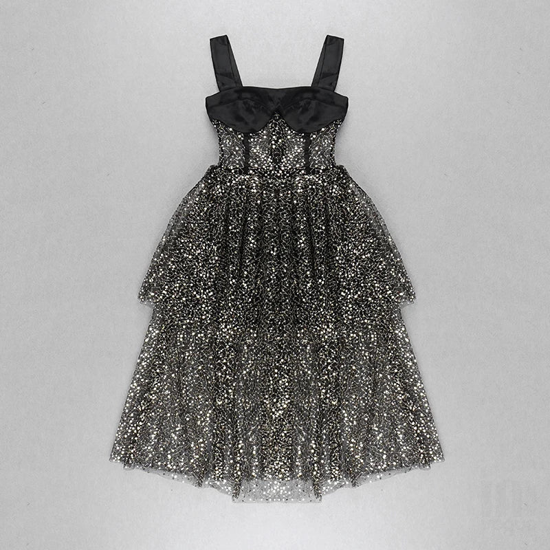 High Quality Black Wine Sparkly Hollow Out Ball Gown Dress Elegant Club Party Dress Vestidos