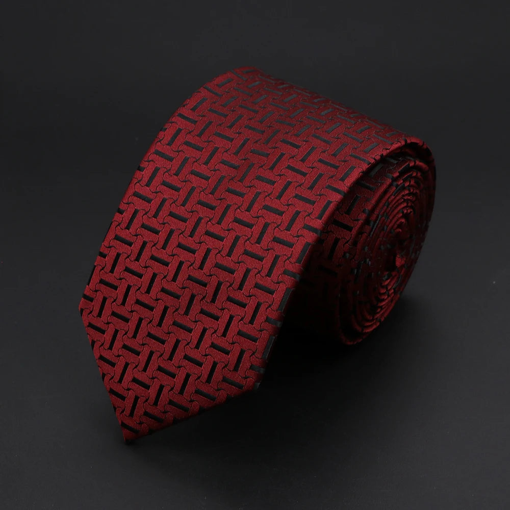 30 Styles Men's Jacquard Striped Solid Color Necktie 6cm Slim Narrow Suit Shirt Accessory Daily Wear Cravat Wedding Party Gift