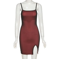 Yujie's high-end mesh double-layer sexy tight suspender, hip hugging split summer women's dress
