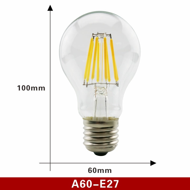 2pcs E27 E14 Retro Edison LED Filament Bulb Lamp AC220V Light Bulb C35 G45 A60 ST64 G80 G95 G125 Glass Bulb Vintage Light