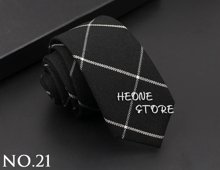 Mens Classic Cotton Ties High Quality Handmade Skinny 6CM Neck Tie Plaid Solid Color Striped Narrow Business Shirt Accessories