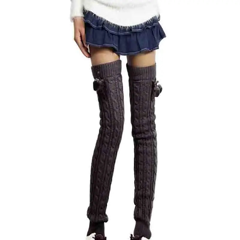 65cm Women's Long Leg Warmers Thickened Over Knee Warm Boot Cover Lolita Knitted Crochet Socks Boot Cuffs Pile Socks Party Dance