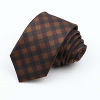 Fashion 6cm Narrow Polyester Necktie For Men Business Meeting Formal Jacquard Striped Plaid Skinny Tie Daily Wear Cravat Gift