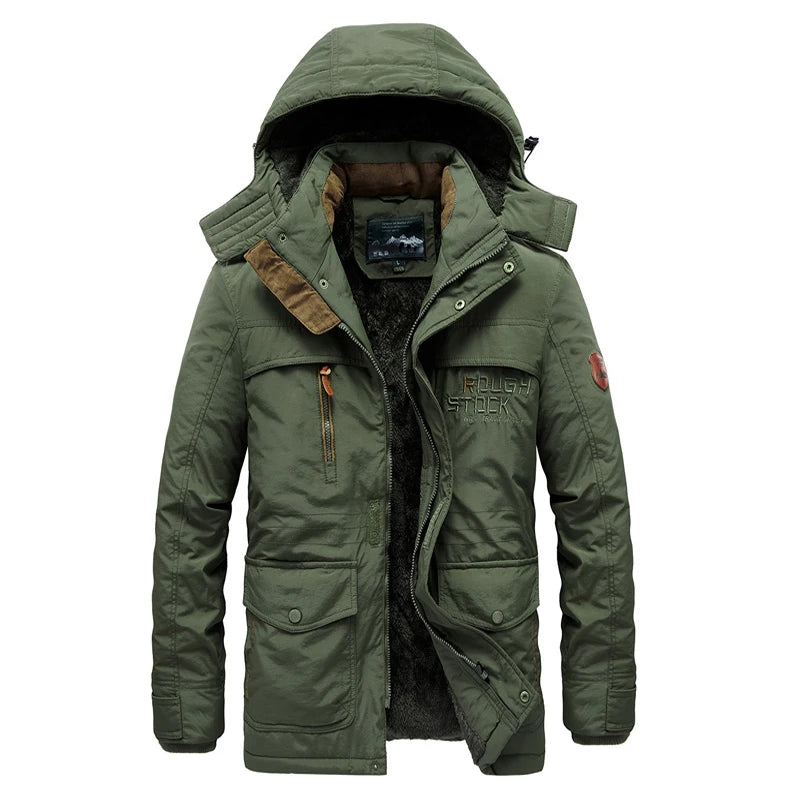 Winter parka men jacket Mens Plus velvet Men Hooded Windbreaker coats men's casual warm jackets coat Detachable hat L-6XL 8186