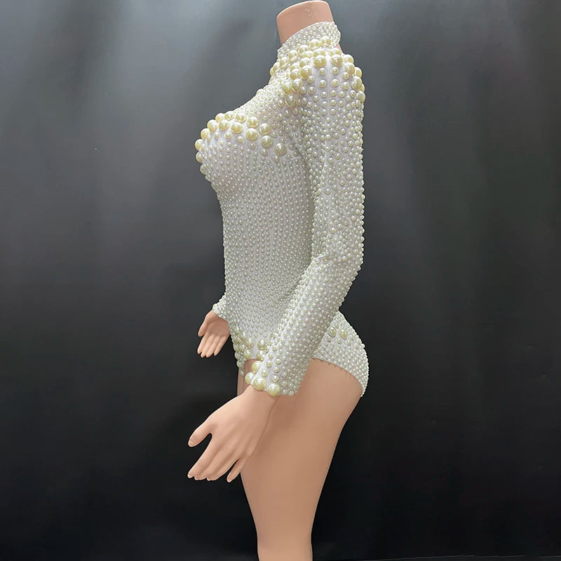 Novance Y1624-B Manufacturers for Customs Clothes Women's Bodysuits 2024 Sexy Club Long Sleeves Women Party Outfits With Pearls