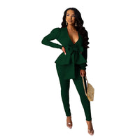 Women Winter Women's Set Tracksuit Ruffles Bow Blazers Pants Suit 2 Two Piece Set Office Lady Business Uniform Outfits