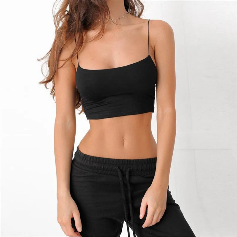 Sexy Tank Top Black Halter Crop Tops Women Summer Camis Backless Camisole Fashion Casual Tube Top Female Sleeveless Cropped Vest