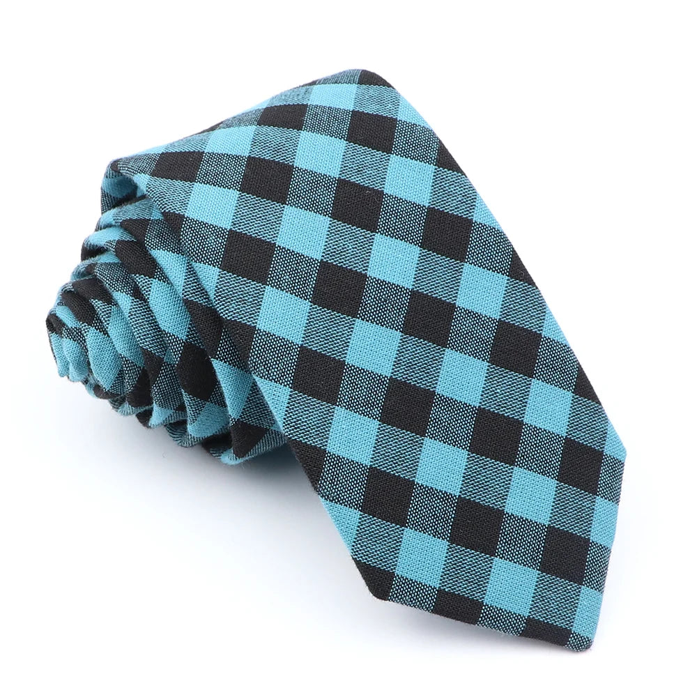 Fashion Plaid Tie For Men Women Colorful Skinny Cotton Necktie For Wedding Bussiness Casual Man's Neckties Suits Flower Cravat