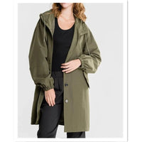 2021 Women's Loose Button Casual Windbreaker Jacket Autumn Winter Women Hooded Long Sleeve Windproof And Waterproof Jacket