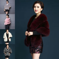 Women Faux Fox Fur Mink Cloak Luxury Winter Vests Wedding Dress Shawl Furry Cape Vest Female Waistcoat Short Sleeveles Fur Coat