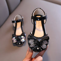 New Children Leather Shoes Rhinestone Bow Princess Girls Party Dance Shoes