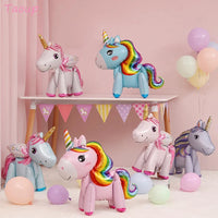 Taoup Happy Birthday Unicorn Balloons Figures Stand Cute Unicorn Foil Ballons Accesssories Unicornio Horns Baby Shower Favors