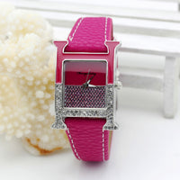 Casual Female Square Shaped WristWatch Leather Paint Rhinestone Designer Ladies Clock Women Dress Luxury Quartz Crystal Watch