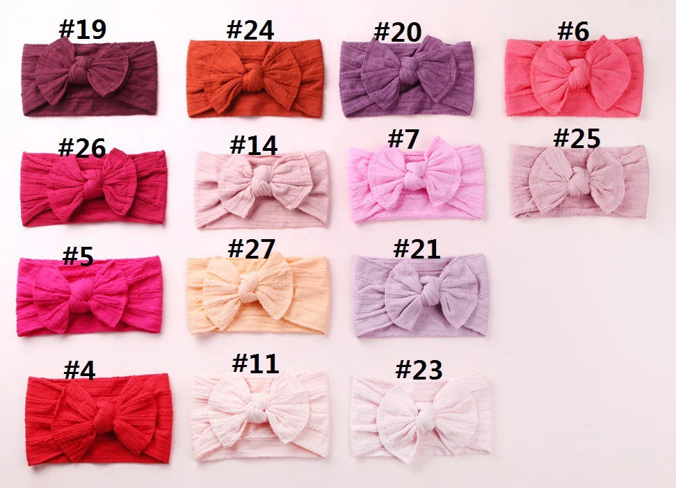 1pc Top Sell Baby Nylon Headband Soft Bowknot Turban Ribbed Headband for Children Girls Elastic Head wraps Hair Accessories