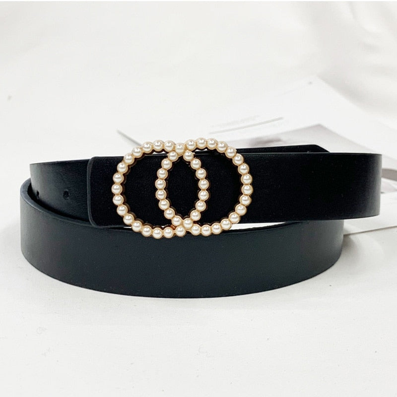 Double Ring Women Belt Fashion Waist Belt PU Leather Metal Buckle Heart Pin Belts For Ladies Leisure Dress Jeans Wild Waistband